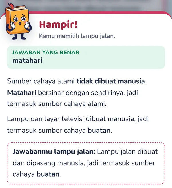Jawaban salah dengan kotak pembahasan